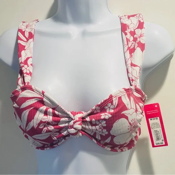 Xhilaration Juniors' Ribbed Knot-Front Bralette Bikini Top Medium Size - Picture 7 of 15